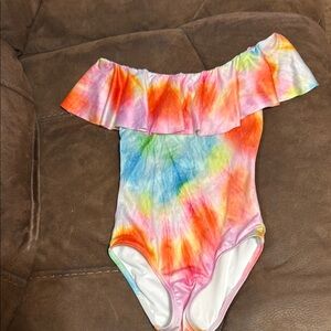 Colorful Tie-Dye Off-Shoulder Swimsuit